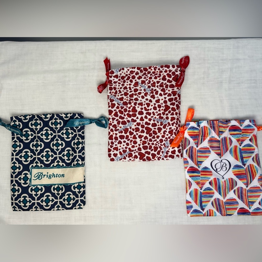 Brighton Patterned Jewelry Pouches - Red, Blue, Multicolor set of 3